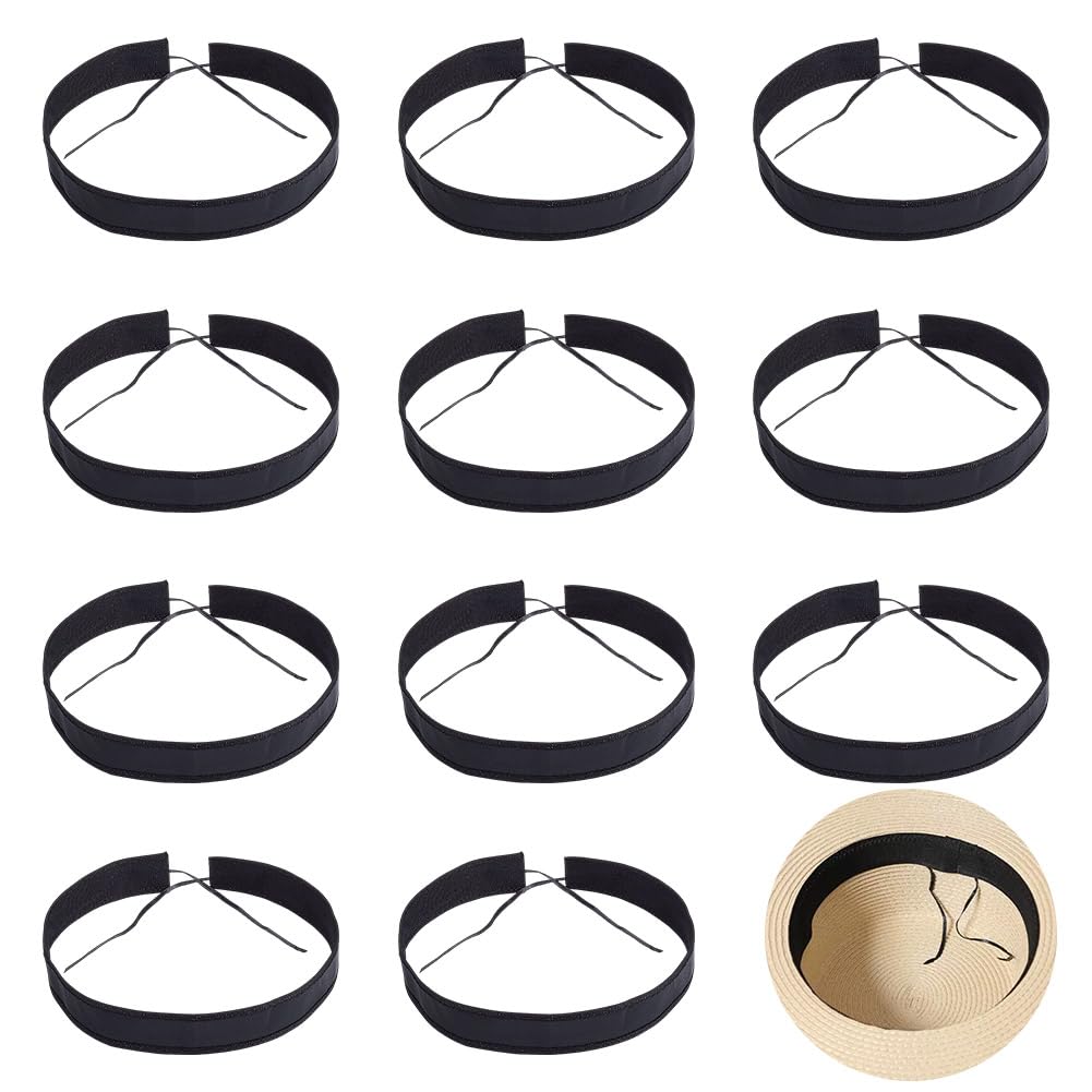 NBEADS 24 Pcs Adjustable Hat Tape Bands, Black, 60.5x3.15 cm - Hat Sizer Insert for Hats Caps Sewing Crafts Accessories