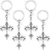 PLIGREAT 4 Pcs Gothic Cross Keychains, Halloween Keychains Vintage Flame Cross Bag Charm Goth Accessories for Purse Handbags Backpacks Car Key Goth Punk Gift for Women Men