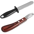YAHIKI Hoof Knife with Sharpener,Farrier Tool Kit,Double Edged Hoof Trimming Knife with Wooden Handle, High-Carbon Steel Blade Hoof Knife for Horses