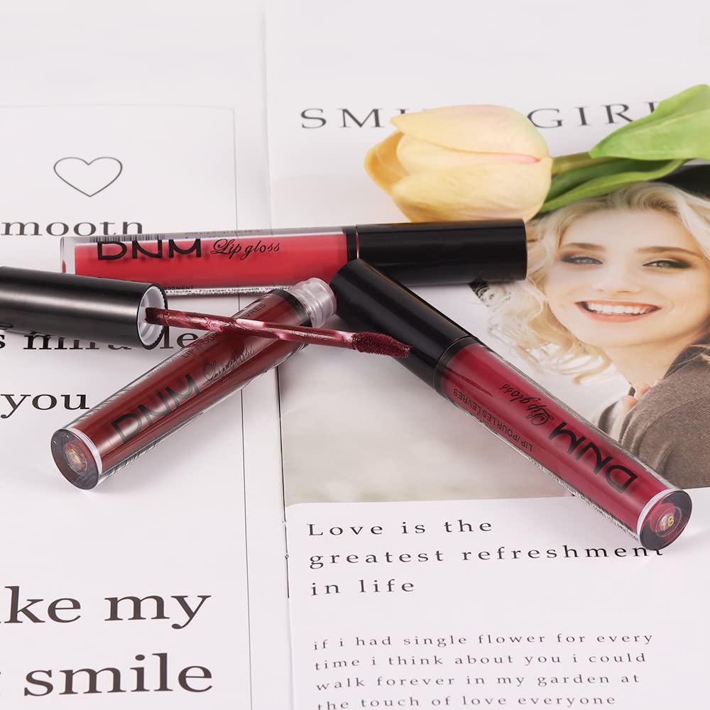 AMY'S DIARY 3Pcs Dark Red Matte 24 hour Liquid Lipstick Sets,Matte Lip Stain Long Lasting 24 Smudge Waterproof Lip Gloss Gift Makeup Set Lipstick for Women Lippies (06)