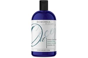 Cocojojo Jojoba Oil Organic, Jojoba Oil for Hair Growth, Jojoba Oil for Skin, Jojoba Oil for Face, 100% Pure Natural, Cold Pressed, Deep Moisturizing Anti-Aging, Essential Oils - 16 Fl Oz