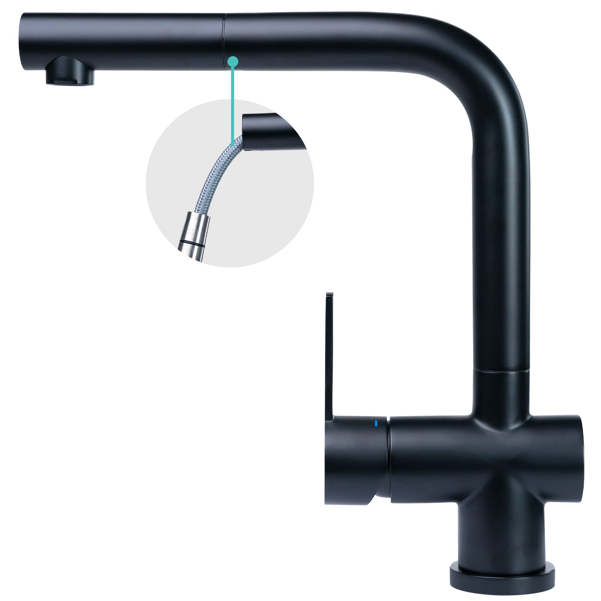 Mizzo Black Kitchen Tap - Kitchen Mixer Taps with Modern Look & Style - Stainless Steel Kitchen Taps - 360° Swiveable Kitchen Taps with Pull Out Spray - Convenient & Durable Faucets