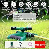 Lawn Sprinkler Garden Sprinkler Oscillating Automatic Lawn Irrigation System Grass Watering Automatic Sprinklers 360 Rotating Adjustable Lawn Watering Sprinkler for Kids Large Area Durable 3 Way