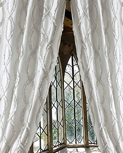 ホワイトtrellis Fauxシルクリビングルーム裏地ウィンドウカーテンパネル 52 W X 84 L Heartup Hu