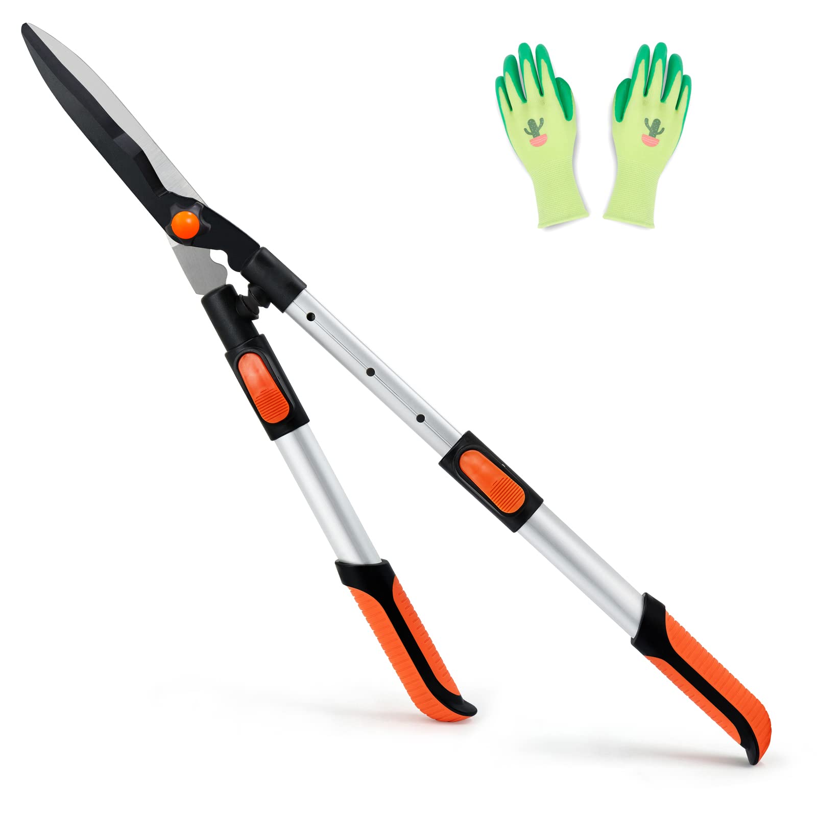 Colwelt Telescopic Hedge Shears 62cm to 80cm, Extendable Garden Hedge Clippers for Trimming Borders, Boxwood, and Bushes, Lightweight Garden Shears with Aluminum Handle, Carbon Steel Sharp Blades