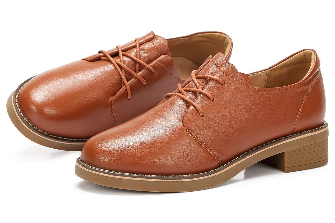 CAMEL CROWN Derbies Femme Oxford Lacets Chaussures Cuir Confort Doux Daily Loisir Noir Marron EU36-40