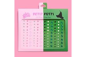 xo, Fetti Pink + Green Witch Face Gems - 112 pcs. | Birthday Decorations, Cute Girl Party Favor, Bachelorette Stickers, Rhinestone Accessory, Kids Wizard Supplies