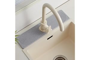 FATILIN Stone Faucet Mat for Kitchen Sink，Super Absorbent Diatomite Fast Drying Stone and Bathroom Stone Tray for Counter Quick Drying Splash Guard,Prevents Moisture Buildup Sink(Grey,15.8" x 3.9")