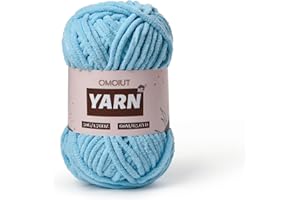 OMOIUT Plush Chenille Chunky Crochet Yarn - Baby Yarn for Crocheting Soft - Velvet Yarns Knitting for Blankets Crafts - Fluffy Amigurumi Yarns 50g / 65.6yd (Azure)