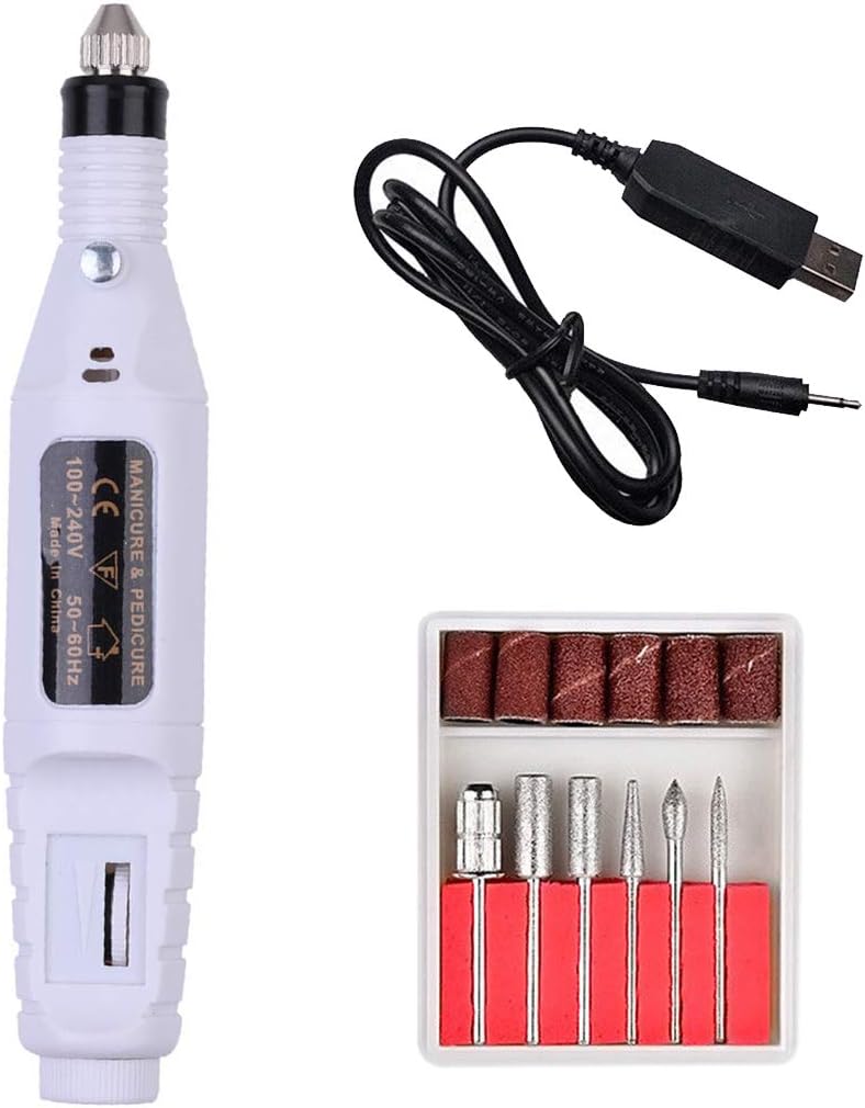 Pandiki Professional Electric Manicure Machine Nail Drill Bits manicure machine,Nail drill Kit Nail File Art Tool Pedicure Gel Polish Remover (white)