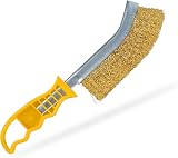 G4GADGET Brass Wire Brush Yellow Handle Long General Purpose Rust Removal