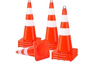 BASRSTRAL Traffic Safety Cone 28 Inches, with Reflex Collars of Parking Lots, Lane Road Traffic Control Construction Driving Safety Cone 10 Pack