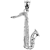 Claddagh Gold 925 Sterling Silver Music Charm Saxophone Pendant