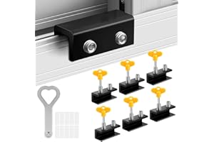 Window Locks 6 Sets, BEoffer Sliding Security Window Locks with Keys for Vertical and Horizontal Windows, No-Drill Install, Adjustable Aluminum Window Door Stoppers Burglar Proof for Home (Black)