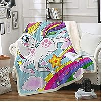 FairyShe Cartoon Kids Plush Throw Blanket, Baby Soft Warm Fleece Blanket, 40"x60"Coral Velvet Sherpa Blanket for Bed Couch Chair Baby Crib Living Room (Rainbow)