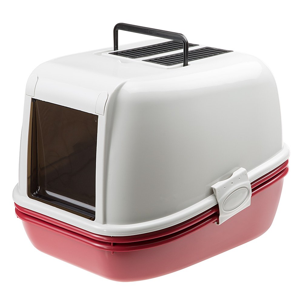 Ferplast Magix Cat Toilet Home, 55.5 x 45.5 x 41 cm, Burgundy