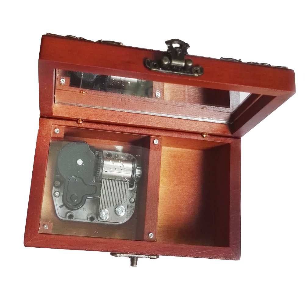 FnLy 18 Note Antique Lace Wind-Up Wooden Musical Box with Silver-Plating Movement,You are My Sunshine Music