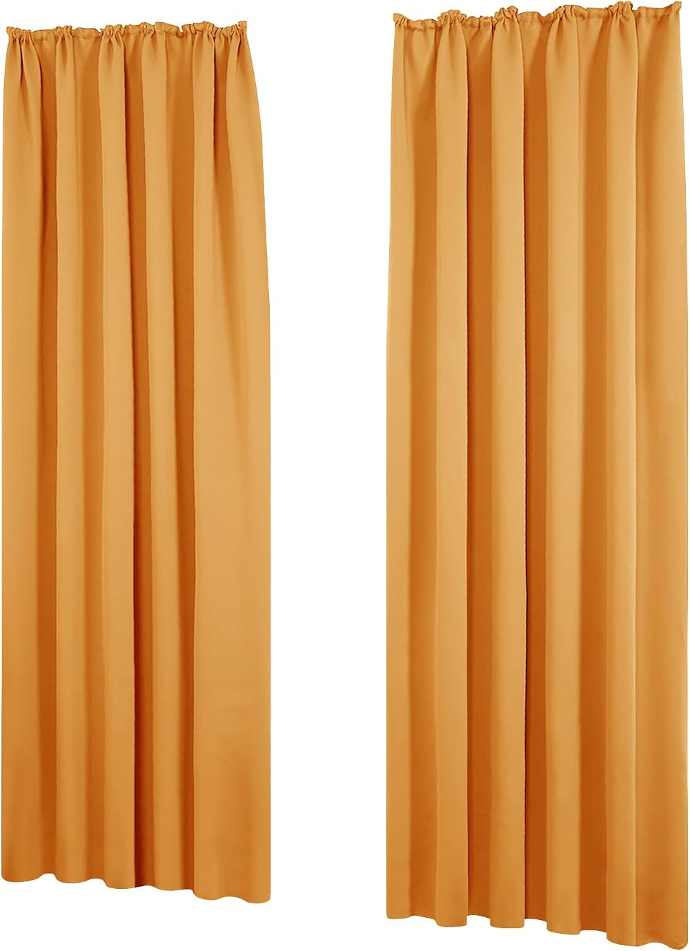 Deconovo Noise Reduction Blackout Curtains Pencil Pleat 55x96 Orange Pair