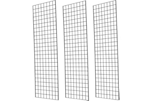 NeeSeeYee Commercial Grade Gridwall Panels – Heavy Duty Grid Panel for Any Retail Display, 2’ Width x 6’ Height, 3 Gridwall Panels Per Carton (Black Finish)