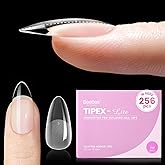 Beetles Tipex Lite Pre-Built Apex Gel Nail Tips, Almond Medium, 256pcs Value Pack, 16 Sizes, Flat-Nail Friendly Acrylic Tips for Natural Nail Beds, Easy for Beginner DIY
