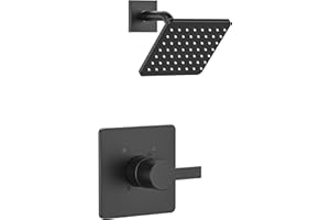 KOMEGO Replacement for Delta 13/14 Series Shower Trim Kit, Compatible with Delta R10000 Shower Faucet Set, Black Shower Head and Handle Set, Matte Black (Cartridge and Valve Not Included)