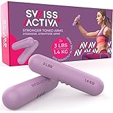 Swiss Activa+ Premium dumbbells - 3 lb Weights for Women Set of 2 - weights for women at home - small weights for yoga - hand weights sets for women - 3 pound bars - dumbbells - pilates womens weights