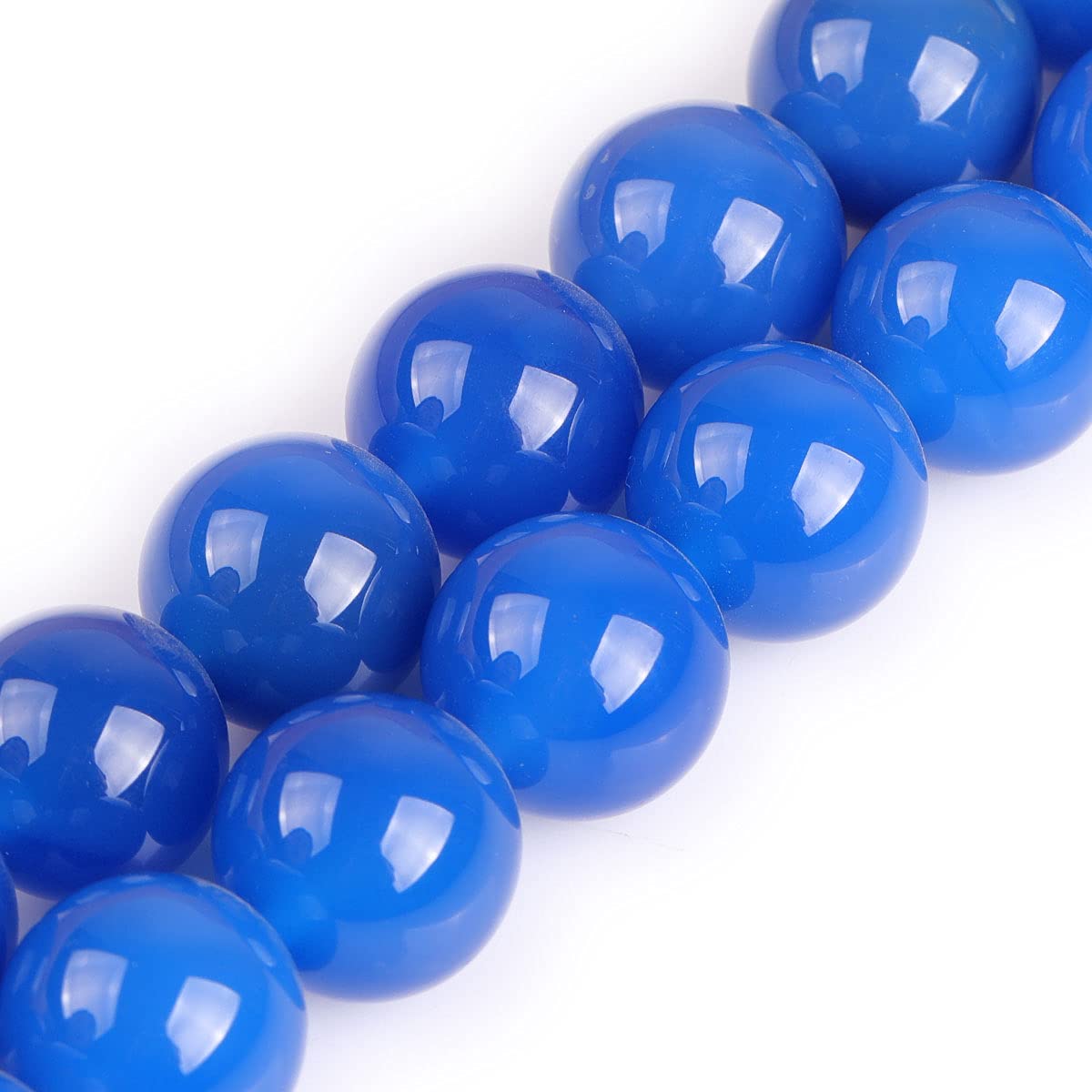 Sweet & Happy Girl's Store 16mm Round Gemstone Blue Agate Beads Strand 15 InchJewellery Making Beads