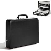 LOCKCURX Briefcases for Men, Anti-Theft Longwave Lock Briefcase with 16 Inch Laptop Compartment, Waterproof Faux Leather, Brief Cases Men with Multi File Organizer, Perfect for Office, Travel (Black)