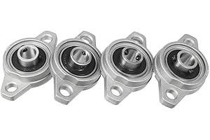 S SYDIEN Pillow Block Bearing 4Pcs, 3/8" (10mm) ID Mounted Pillow Block Bearings, Zinc Alloy Steel Mounted Flange Bearing, Self Alignment, KFL000