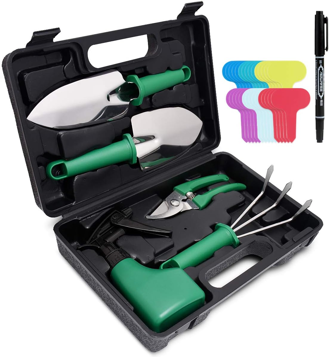 Kit Jardinage 4 Pièces - Pelle, Transplantoir, Râteau + Sac | Mini Outils Pour Plantes En Pot Et Extérieur