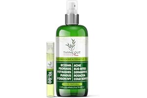 Thyme Out Plus Eczema Treatment, Psoriasis Treatment Treats Acne, Dermatitis, Rosacea, Cold Sores, Pet Rashes, Bug Bites, Poison Ivy, Anti Itch Spray for Itchy Skin Relief for Kids, Adult & Baby