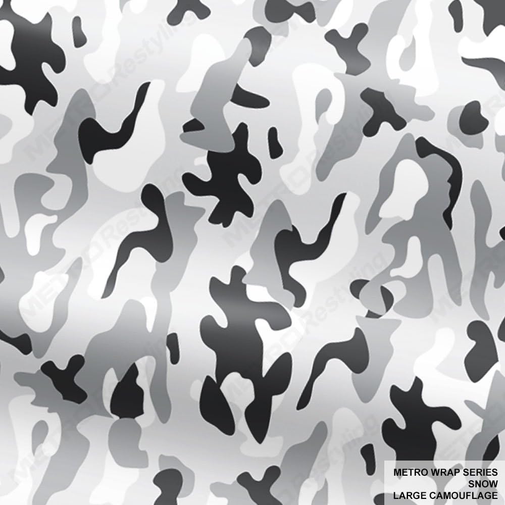 Metro Wrap Series Snow Large Camouflage 5ft x 12ft (60 sq/ft) Camo Vinyl Car Wrap Film