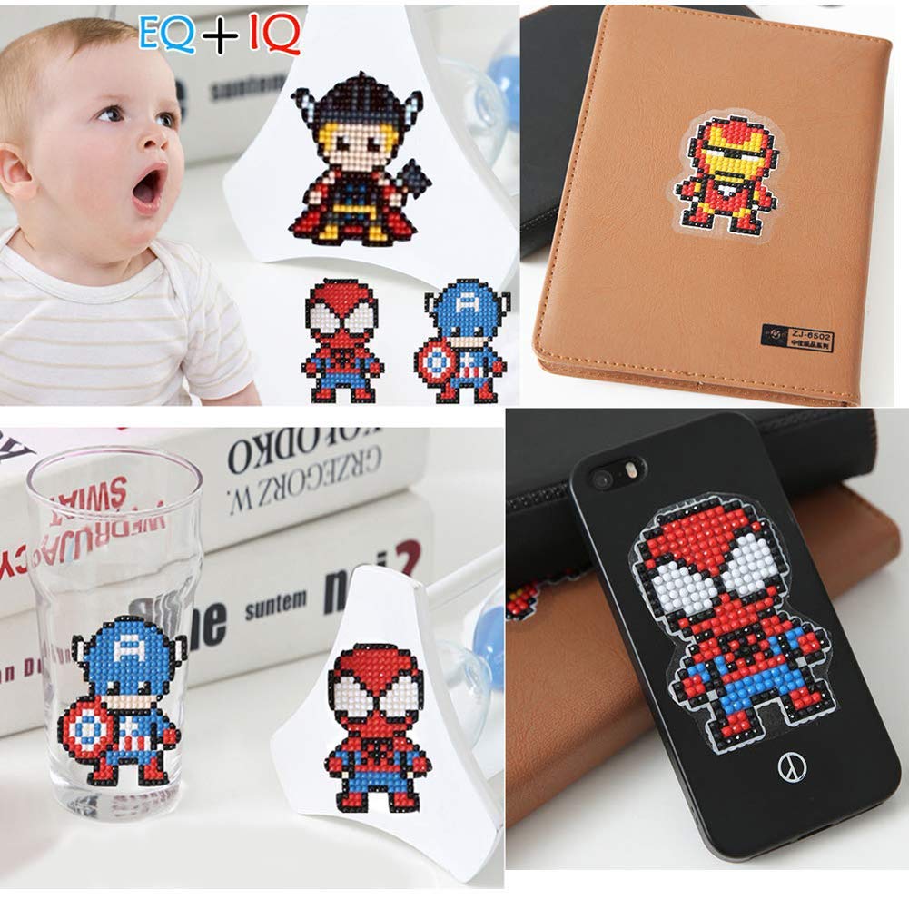 9x Superheld kleinen Diamond Painting Aufkleber diy malen