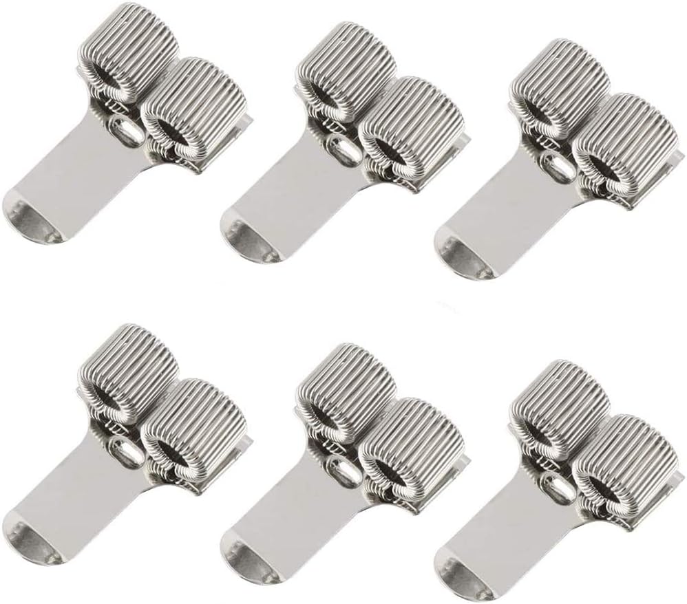Pen Holder Metal,BETOY 6 Pieces Pen Holder with Pocket Clip Two Holes Metal Pen Holder Pen Loop Clip with Pocket Clip for Notebook and Clipboard with Spring Fits Almost All Pen Size