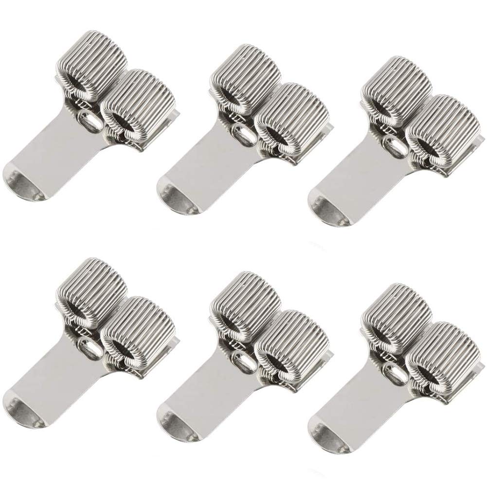 Pen Holder Metal,BETOY 6 Pieces Pen Holder with Pocket Clip Two Holes Metal Pen Holder Pen Loop Clip with Pocket Clip for Notebook and Clipboard with Spring Fits Almost All Pen Size