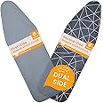 SAVUK Ironing Board Cover and Pad Dual Side X2 Lifetime Double Using Heavy Duty Thick Padding Heat Reflective Non Stick Scorch and Stain Resistant Adjustable 15x54 inch