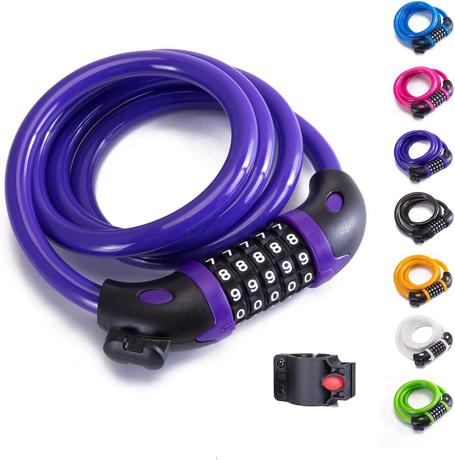 Bike Lock Bicycle Lock Chain ，5-Digit Combination Lock Core Steel Wire Bike Lock Security&Portable Bicycle Locks