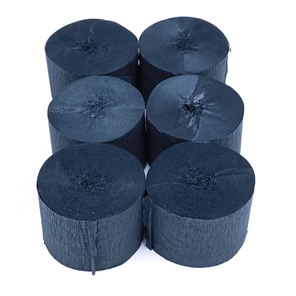 ANCLLO 20 Rolls 3.5cm x 10m Crepe Paper Party Streamers, Streamers Backdrop Hanging Decorations for Birthday Party, Wedding and Festival Decorations, Black