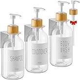 VITVITI Shampoo and Conditioner Dispenser, Body Wash Shower Soap Dispenser Wall Mounted 3 Chamber, Drill Free 17oz Plastic Shower Bottles for Bathroom, Clear 3 Sets