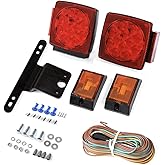 CZC AUTO 12V LED Submersible Trailer Tail Light Kit Stop Tail Turn Signal Lights for Under 80 Inch Boat Trailer Truck RV Snow