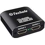 HDMI Splitter 4K, Techole 2 Way HDMI Splitter 1 In 2 Out, Aluminum Powered HDMI Switch Ver 1.4 HDCP Bypass, Supports 4K@30Hz 1080P 3D for PS4 Xbox Sky Box Fire Stick,DVD Player HDTV Projector etc