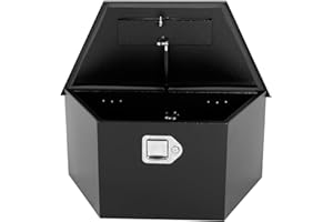 Gooeap 26.6"X13.6"X11.9" Tongue Truck Box Black Heavy Duty Steel Trailer Tongue Box Pick Up Truck Tool Box Storage Organizer w/Lock & Keys