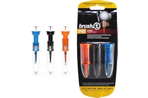 Brush-T Multi-Pack of 3 Golf Tees (Wood, Driver, Oversized) - Low Friction, More Distance, Consistent Height