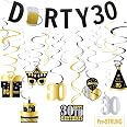 Dirty 30 Geburtags-Deko – Black & Gold Glitzer-Banner Mit Wirbeln Für Die 30. Party