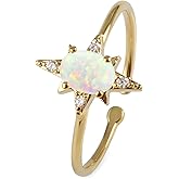 MUSTHAVE 18K Yellow Gold Plated Opal Cubic Ring, White Opal Ring, Adjustable Size, Stacking Ring, Spark opal ring