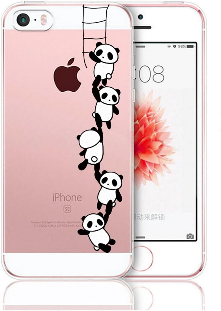Caler iPhone SE/5/5S, Ultra Thin Soft Silicone Shockproof TPU Protective Case Cover for Apple iPhone 5 5S Se Panda Rabbit Carrot Design