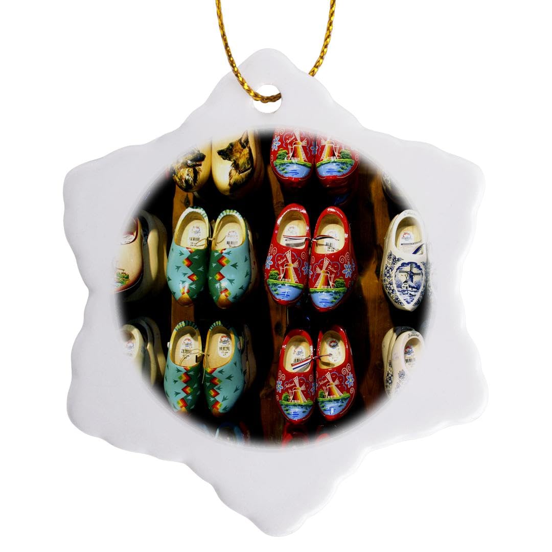 3dRose Netherlands, Holland, Amsterdam, Wooden Clogs-Eu20 Mgl0049-Miva Stock Snowflake Ornament, Multi-Colour, 3-Inch