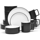 Noritake ColorTex Stone Black 16-Piece Dinnerware Set, Service for 4