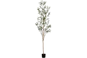Nearly Natural Olive Tree Artificial Indoor 7FT Tall Silk Faux Olive Tree for Home and Office Decor, Fake Potted Olive Tree with Natural Wood Trunk, Realistic Olive Tree Branches and Lifelike Fruits