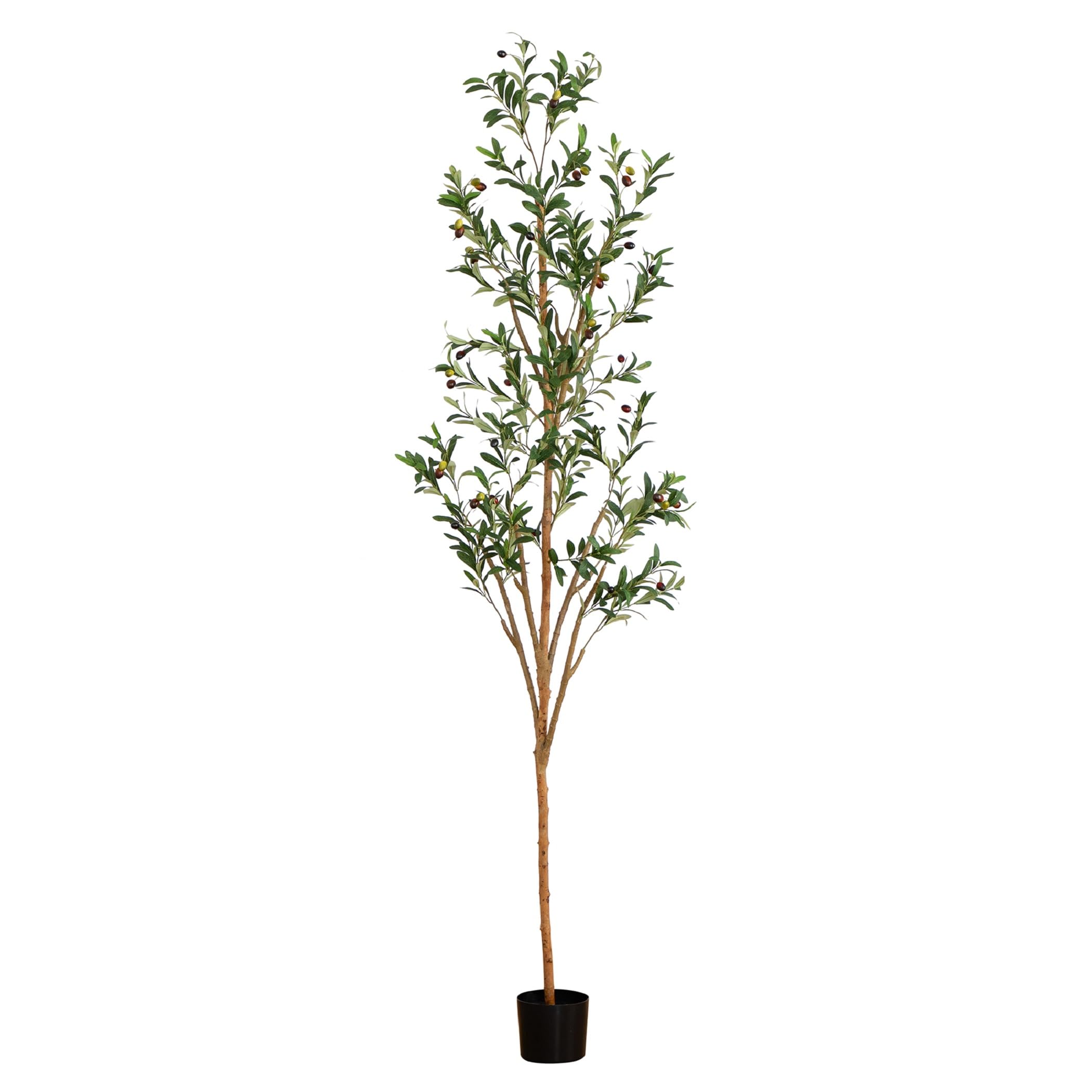 Photo 1 of Nearly Natural Olive Tree Artificial Indoor 7FT Tall Silk Faux Olive Tree for Home and Office Decor, Fake Potted Olive Tree with Natural Wood Trunk, Realistic Olive Tree Branches and Lifelike Fruits